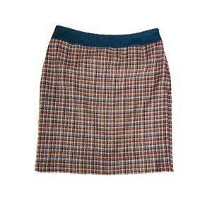 Steilmann orange & gray plaid wool blend skirt